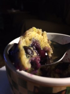 I love to eat the blueberry muffins warm by the spoonful.