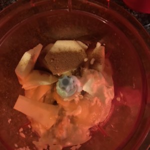 Adding the ingredients in my favorite kitchen gadget, a Ninja! 